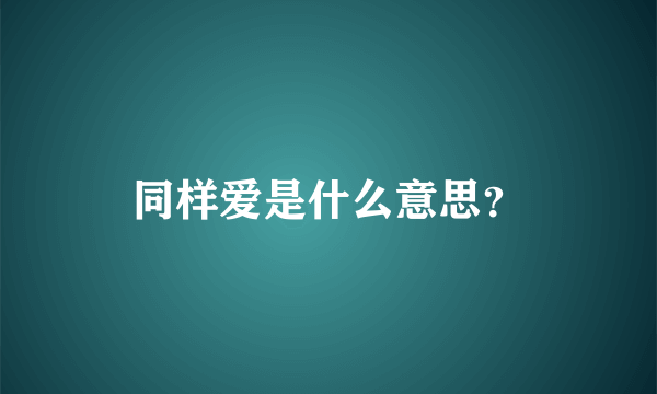 同样爱是什么意思？