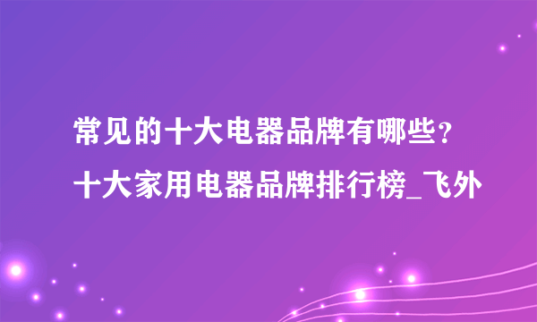 常见的十大电器品牌有哪些？十大家用电器品牌排行榜_飞外