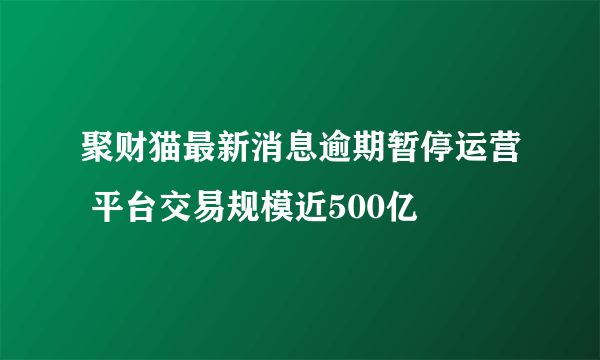 聚财猫最新消息逾期暂停运营 平台交易规模近500亿