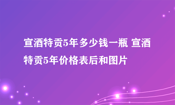 宣酒特贡5年多少钱一瓶 宣酒特贡5年价格表后和图片