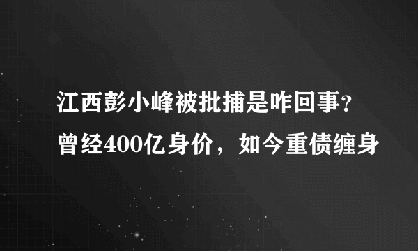 江西彭小峰被批捕是咋回事？曾经400亿身价，如今重债缠身