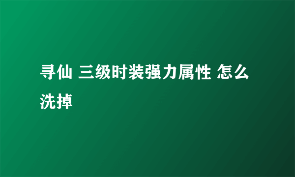 寻仙 三级时装强力属性 怎么洗掉