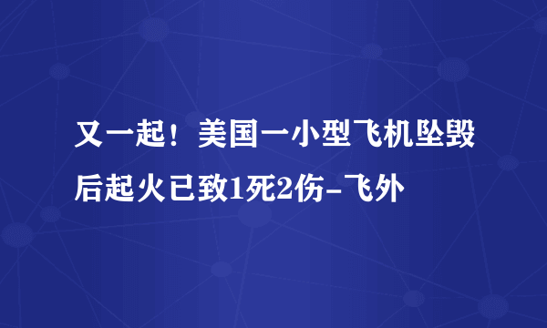 又一起！美国一小型飞机坠毁后起火已致1死2伤-飞外