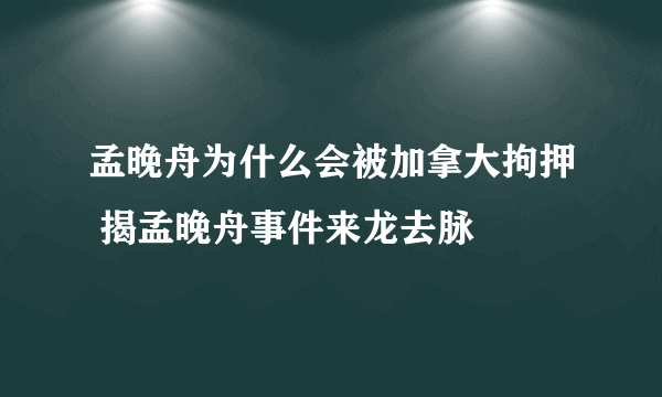 孟晚舟为什么会被加拿大拘押 揭孟晚舟事件来龙去脉