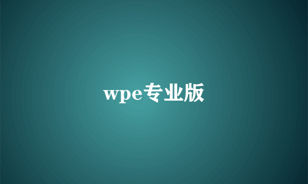 wpe专业版