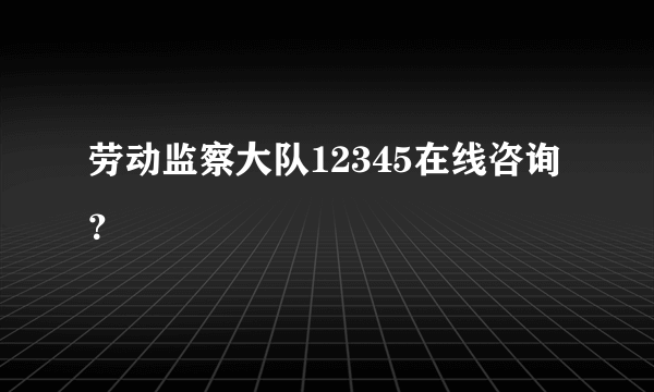 劳动监察大队12345在线咨询？