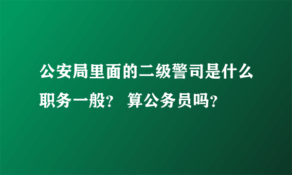 公安局里面的二级警司是什么职务一般？ 算公务员吗？