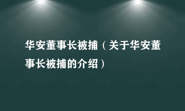 华安董事长被捕（关于华安董事长被捕的介绍）