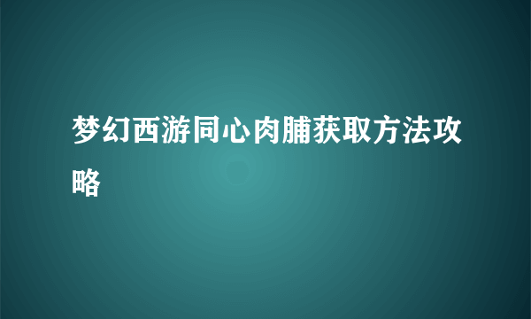 梦幻西游同心肉脯获取方法攻略