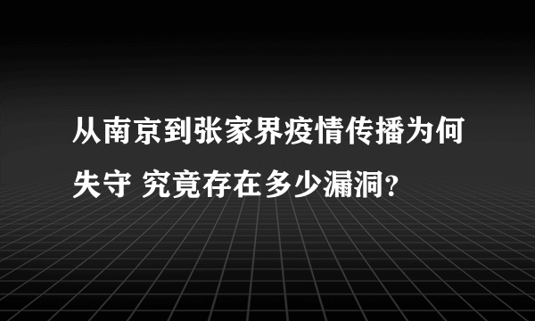 从南京到张家界疫情传播为何失守 究竟存在多少漏洞？