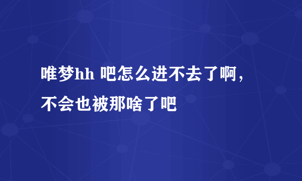 唯梦hh 吧怎么进不去了啊，不会也被那啥了吧