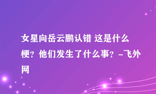 女星向岳云鹏认错 这是什么梗？他们发生了什么事？-飞外网