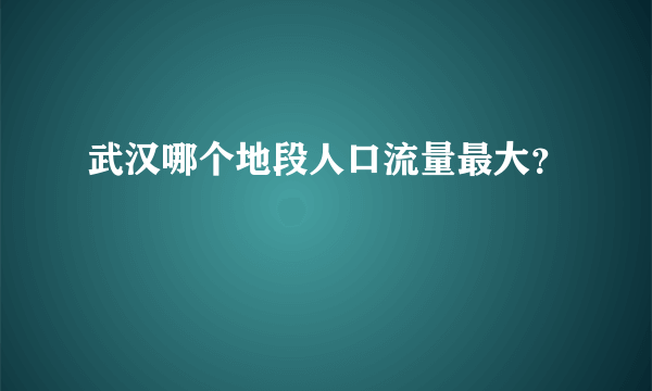 武汉哪个地段人口流量最大？