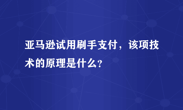 亚马逊试用刷手支付，该项技术的原理是什么？