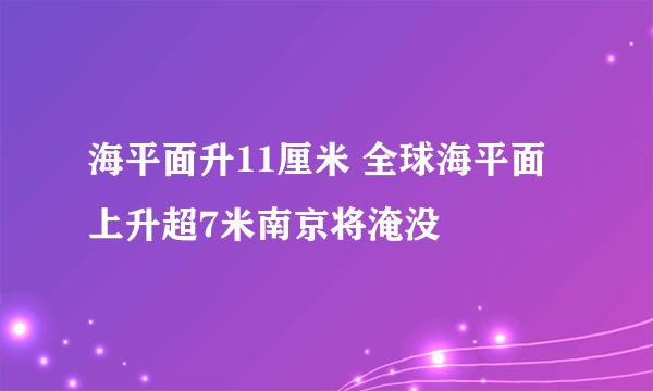 海平面升11厘米 全球海平面上升超7米南京将淹没