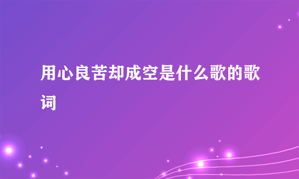 用心良苦却成空是什么歌的歌词