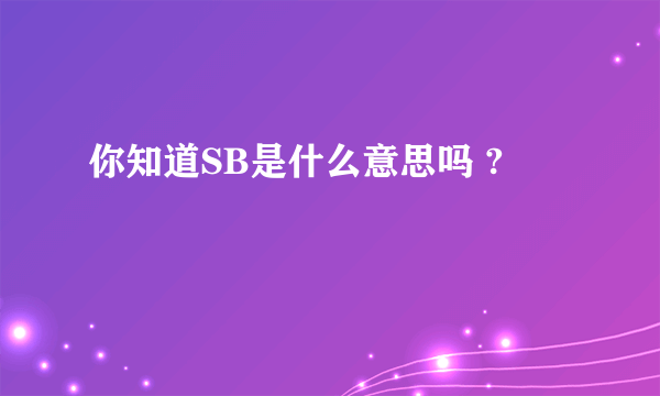 你知道SB是什么意思吗 ?