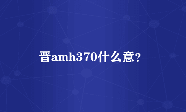 晋amh370什么意？