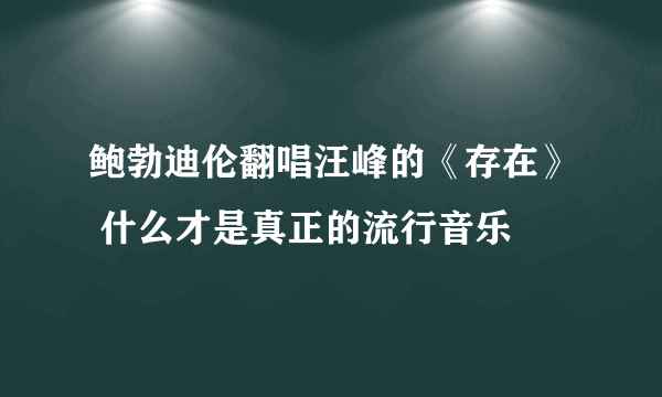 鲍勃迪伦翻唱汪峰的《存在》 什么才是真正的流行音乐