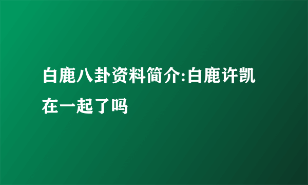 白鹿八卦资料简介:白鹿许凯在一起了吗