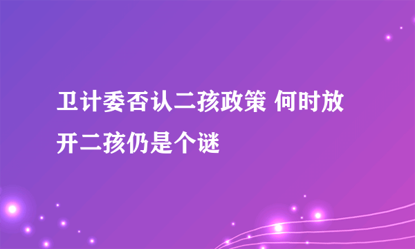 卫计委否认二孩政策 何时放开二孩仍是个谜