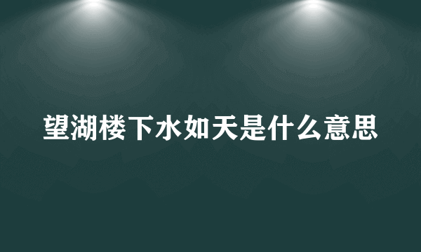 望湖楼下水如天是什么意思