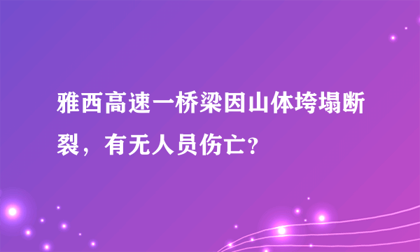 雅西高速一桥梁因山体垮塌断裂，有无人员伤亡？