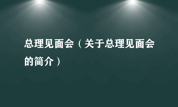 总理见面会（关于总理见面会的简介）