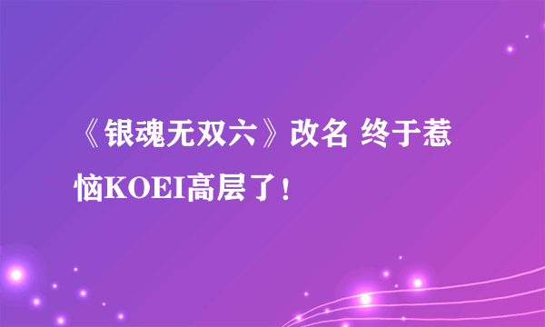 《银魂无双六》改名 终于惹恼KOEI高层了！