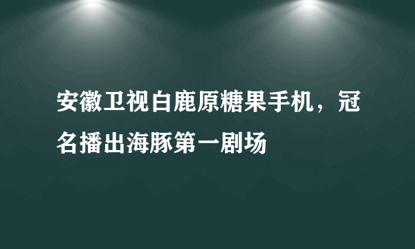 安徽卫视白鹿原糖果手机，冠名播出海豚第一剧场 