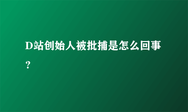 D站创始人被批捕是怎么回事？