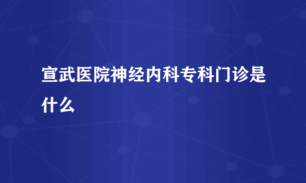 宣武医院神经内科专科门诊是什么