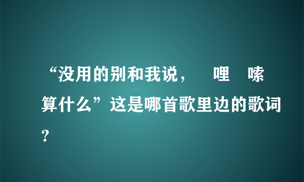 “没用的别和我说，啰哩啰嗦算什么”这是哪首歌里边的歌词？