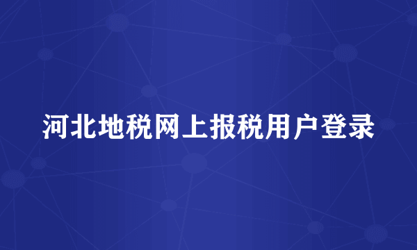 河北地税网上报税用户登录