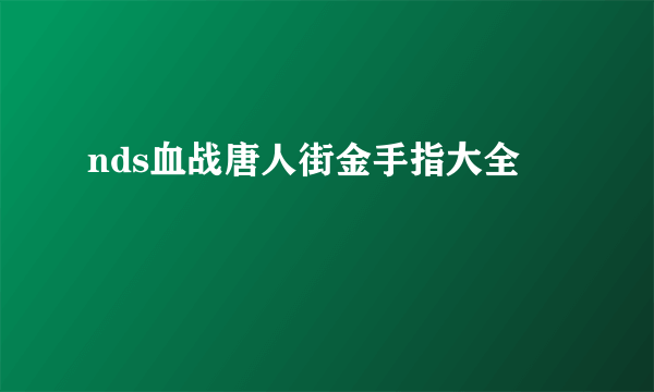 nds血战唐人街金手指大全