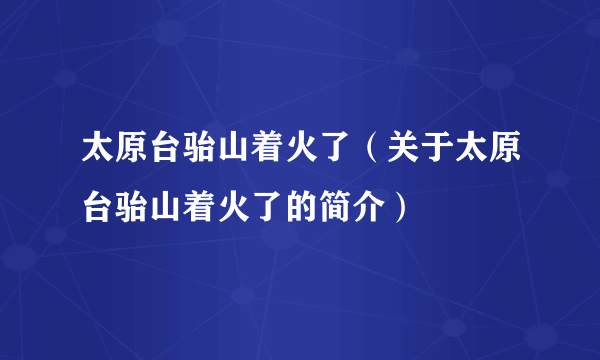 太原台骀山着火了（关于太原台骀山着火了的简介）