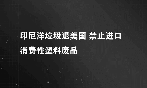 印尼洋垃圾退美国 禁止进口消费性塑料废品