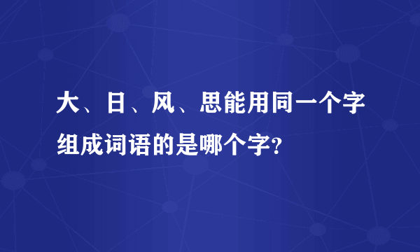 大、日、风、思能用同一个字组成词语的是哪个字？