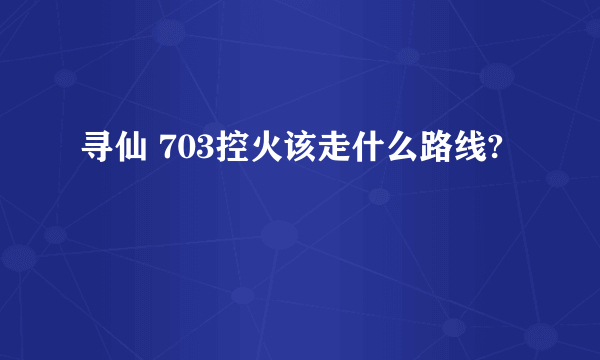 寻仙 703控火该走什么路线?