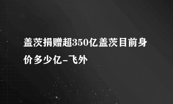 盖茨捐赠超350亿盖茨目前身价多少亿-飞外