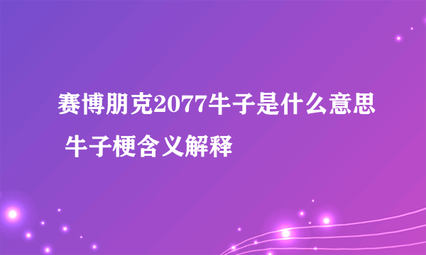 赛博朋克2077牛子是什么意思 牛子梗含义解释