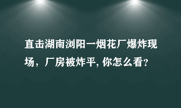 直击湖南浏阳一烟花厂爆炸现场，厂房被炸平, 你怎么看？