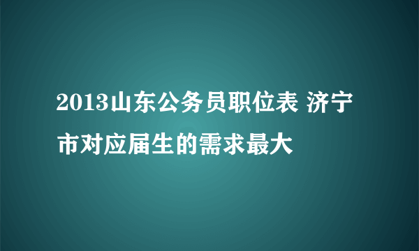 2013山东公务员职位表 济宁市对应届生的需求最大