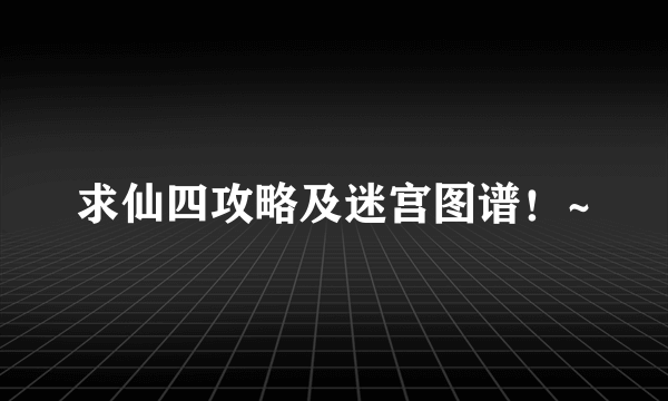 求仙四攻略及迷宫图谱！~