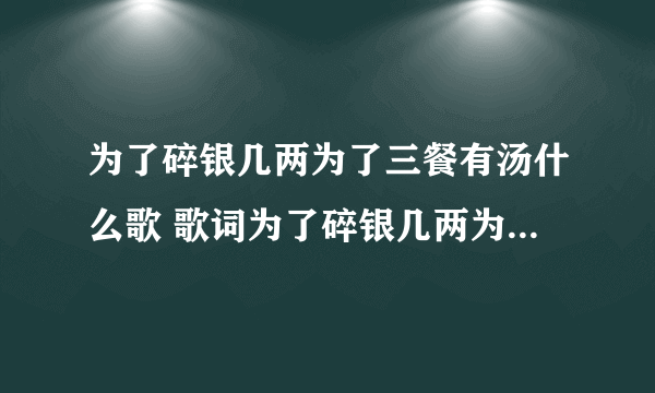 为了碎银几两为了三餐有汤什么歌 歌词为了碎银几两为了三餐有汤什么歌