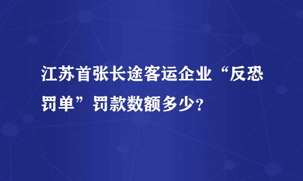 江苏首张长途客运企业“反恐罚单”罚款数额多少？