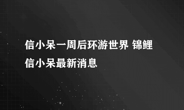 信小呆一周后环游世界 锦鲤信小呆最新消息