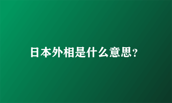 日本外相是什么意思？