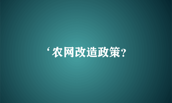 ‘农网改造政策？