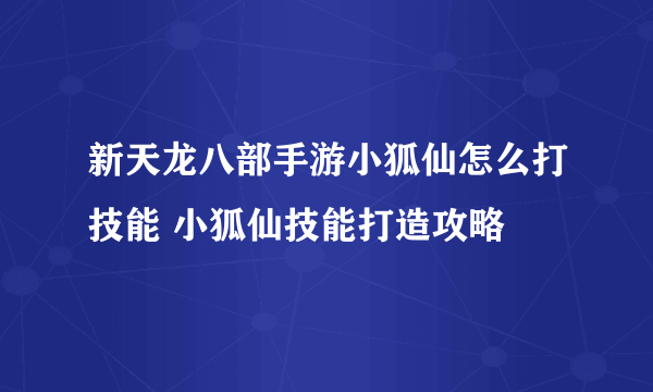 新天龙八部手游小狐仙怎么打技能 小狐仙技能打造攻略